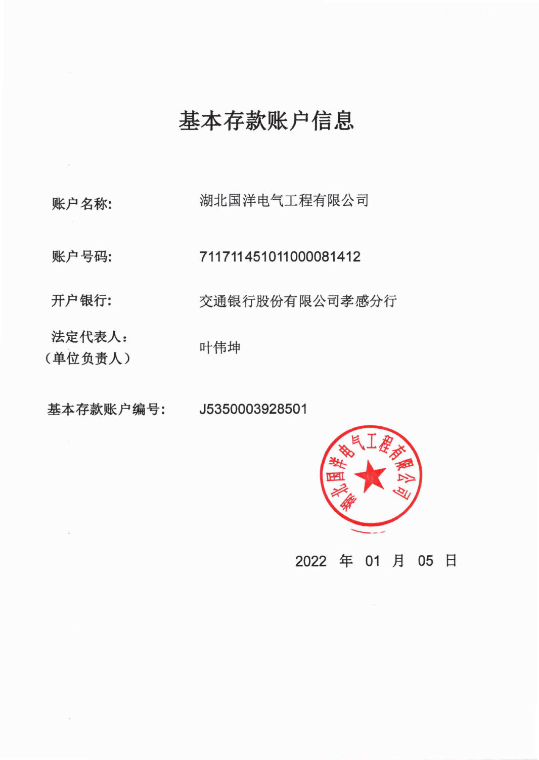 Basic deposit account information